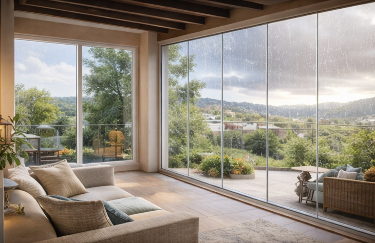 Cerramiento de porche con vidrio templado